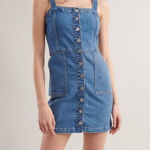 Abercrombie & Fitch Denim Jumper Jeans Dress  Button Overall Dress Small Tall